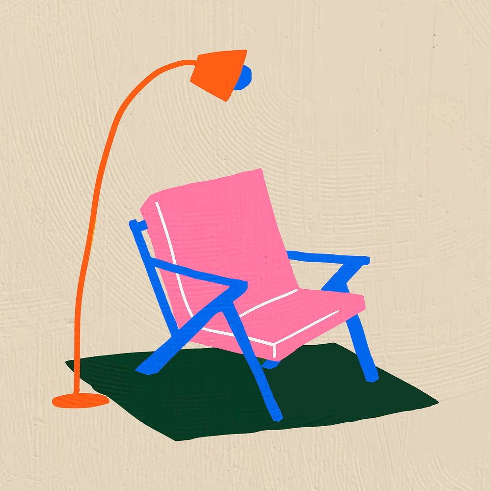 Hand drawn chair psd furniture in colorful flat graphic style