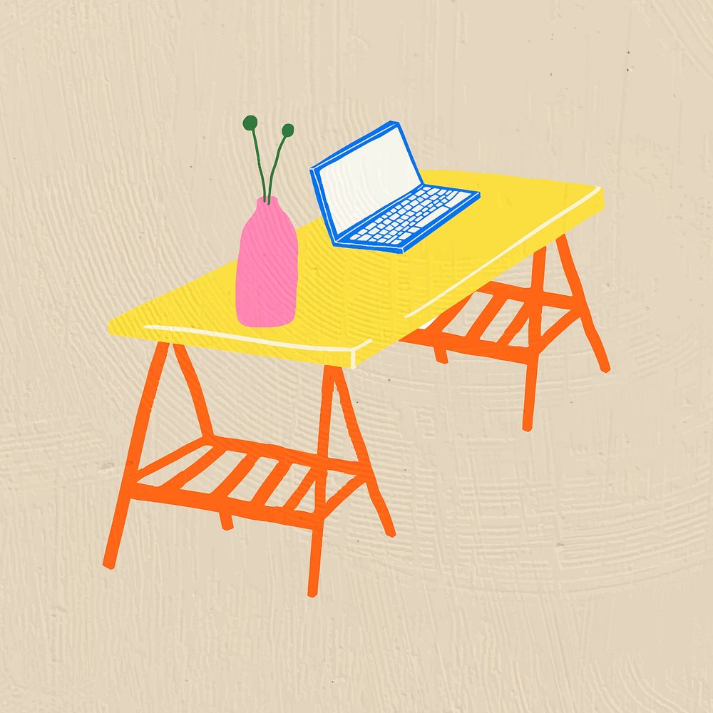 Hand drawn object vector furniture in colorful flat graphic style
