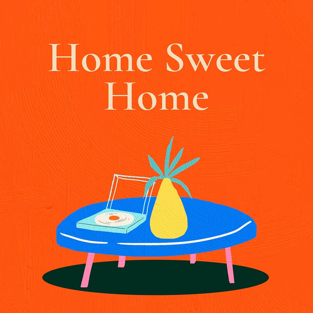 Home sweet home template vector for hand drawn interior banner