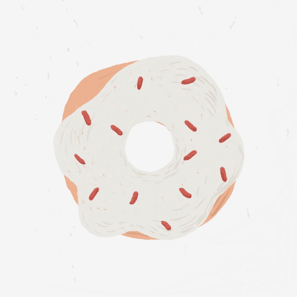 White sprinkle donut element psd cute hand drawn style