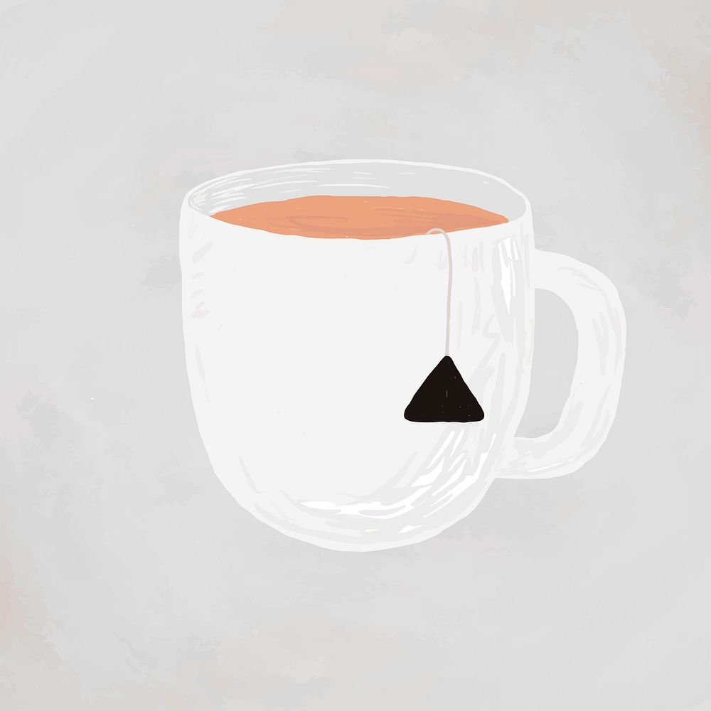 Cup of tea element vector cute hand drawn style