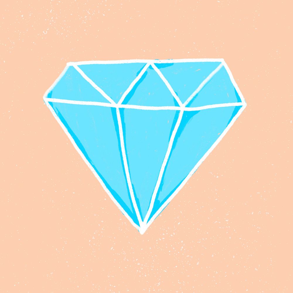 Hand drawn diamond element psd cute sticker