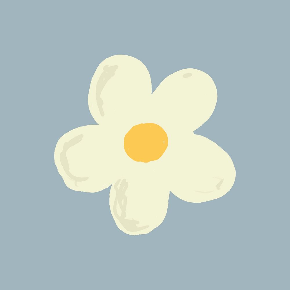 White flower element vector cute hand drawn style