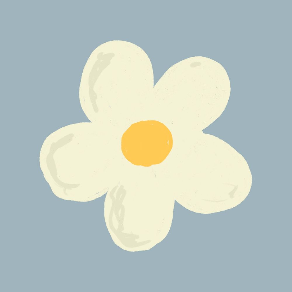 White flower element psd cute hand drawn style