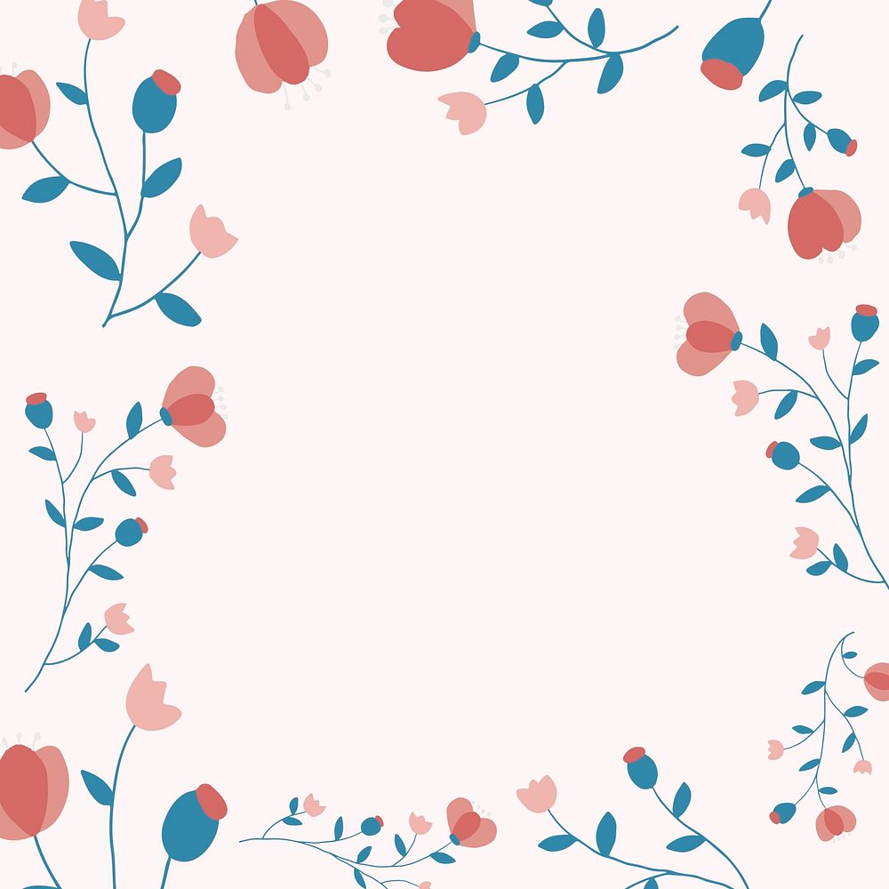 Pink floral frame background psd feminine style