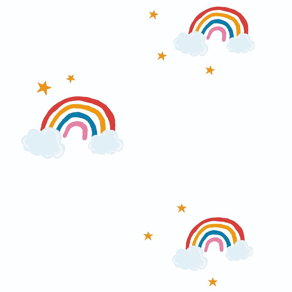 Cute rainbow psd in white background cute hand drawn style