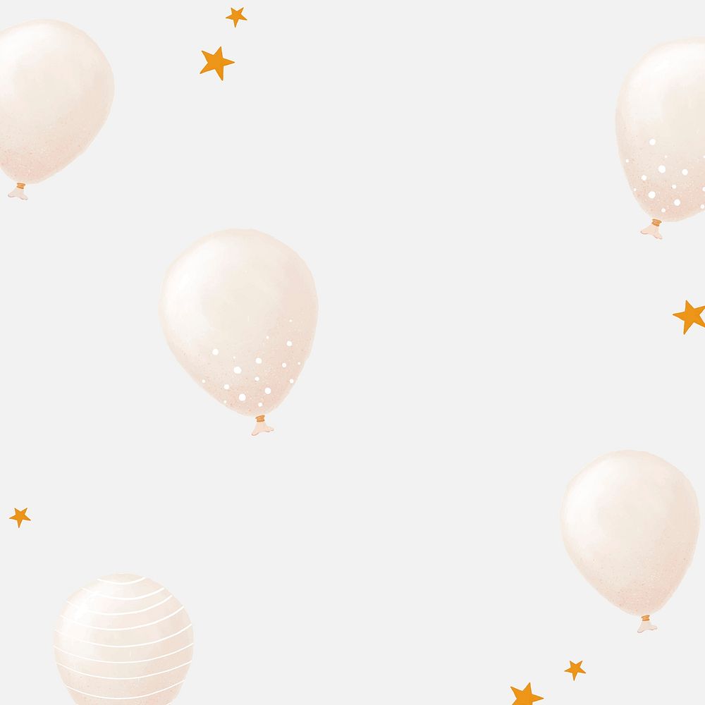 White balloon patterned background psd cute hand drawn style
