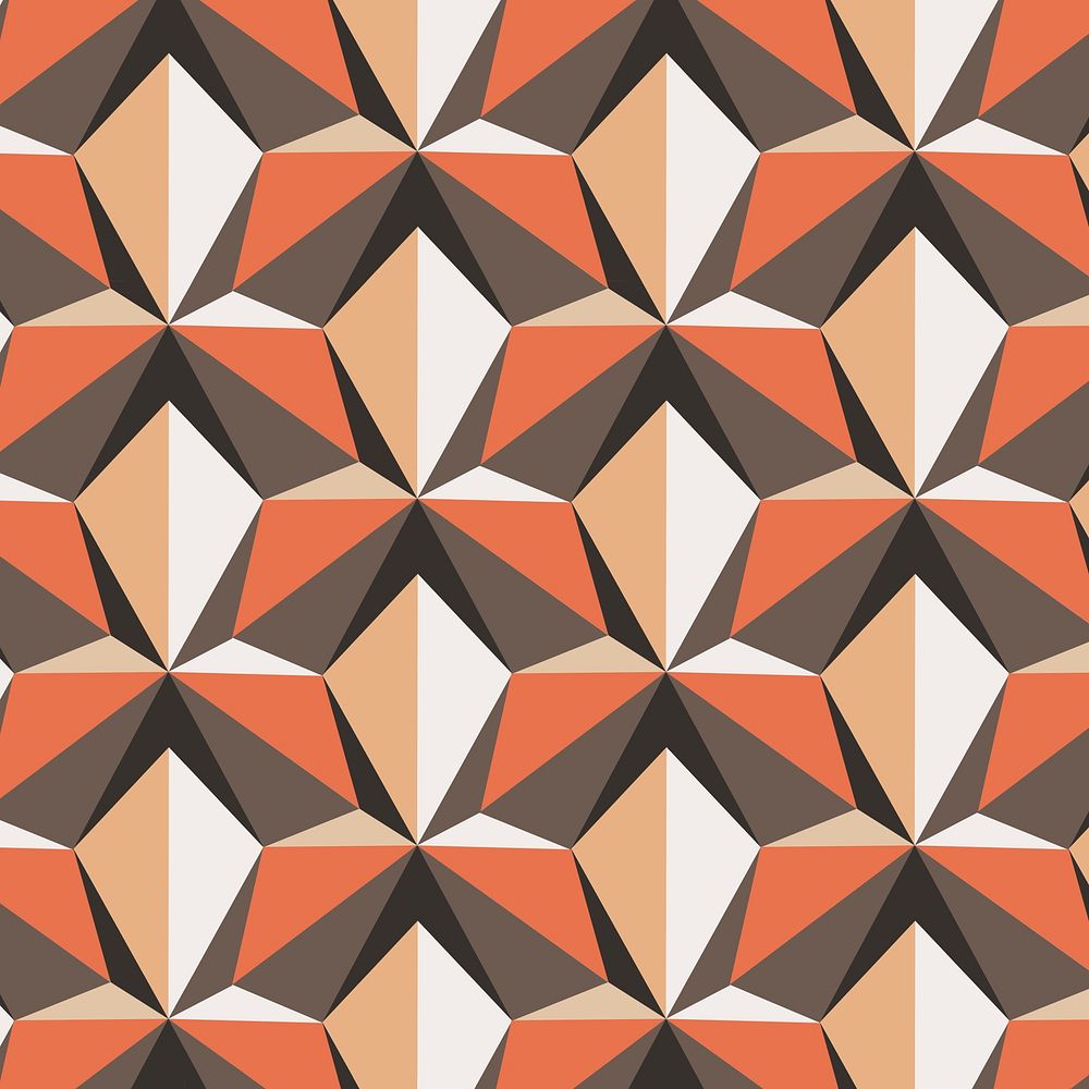 Kite 3D geometric pattern vector orange background in retro style