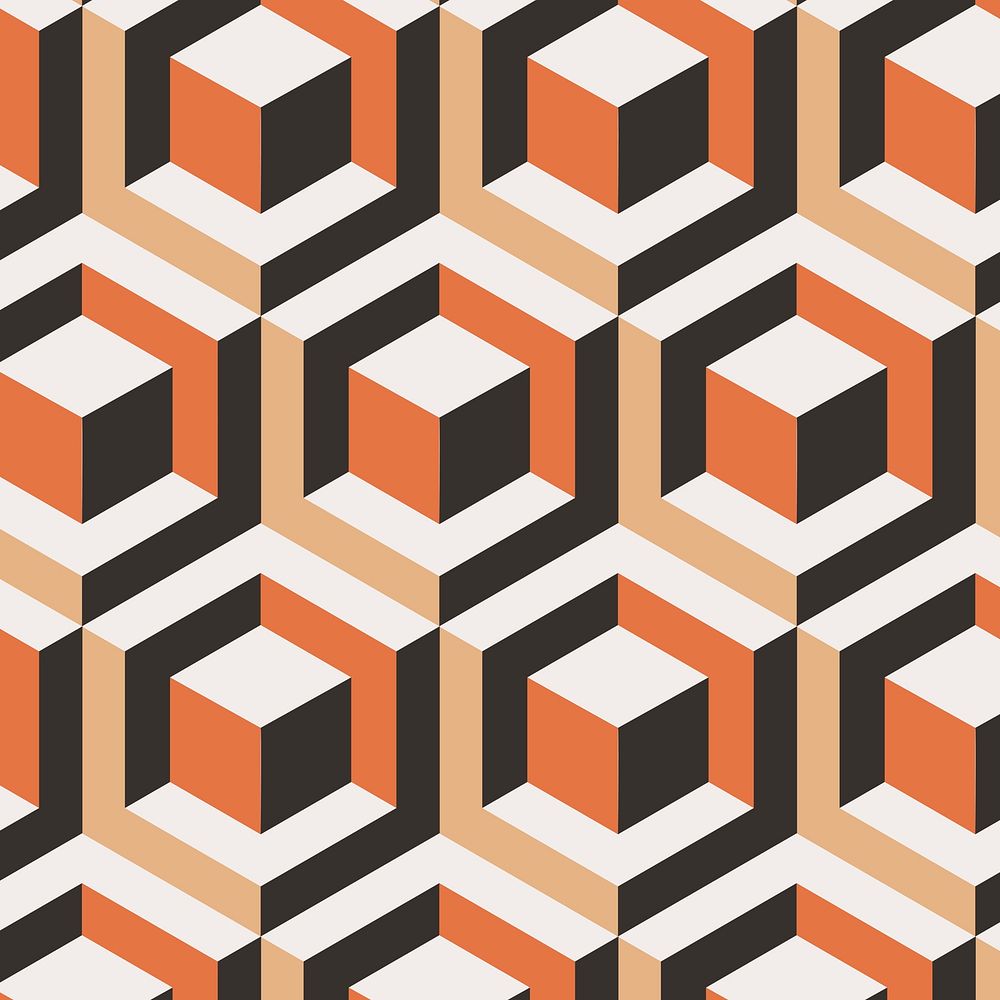 Blocks 3D geometric pattern orange background in modern style