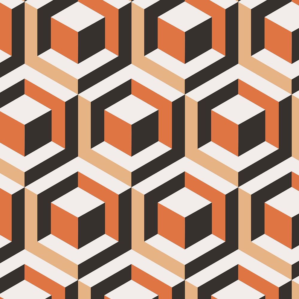 Blocks 3D geometric pattern psd orange background in abstract style