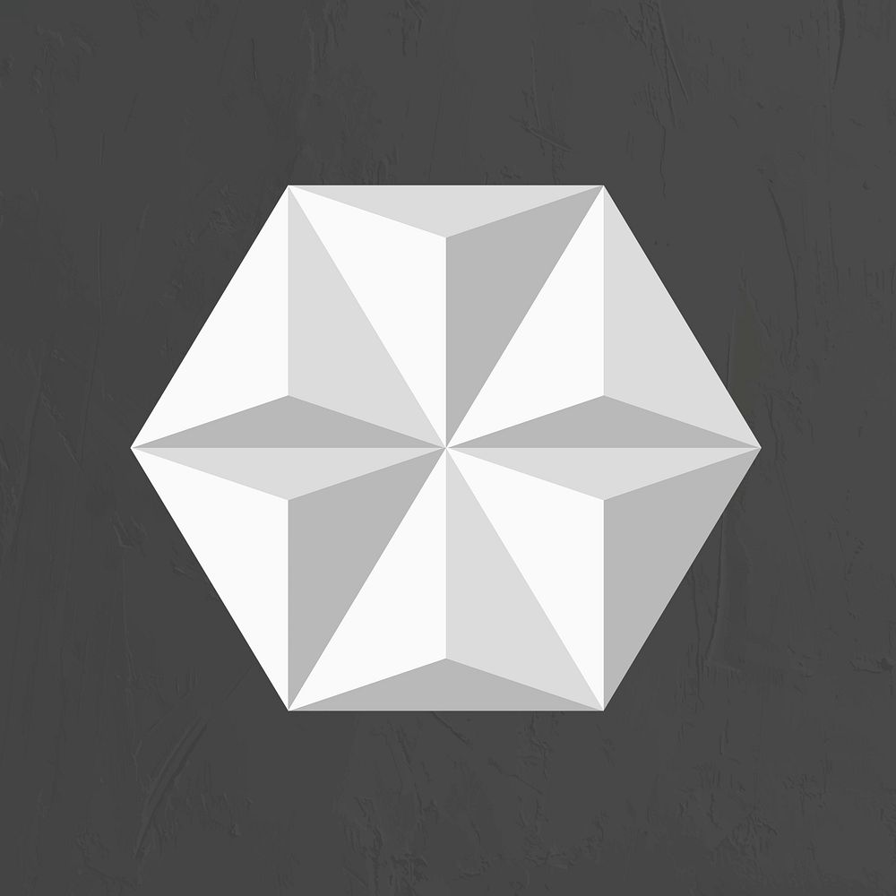 3D hexagon geometric shape psd in grey abstract style