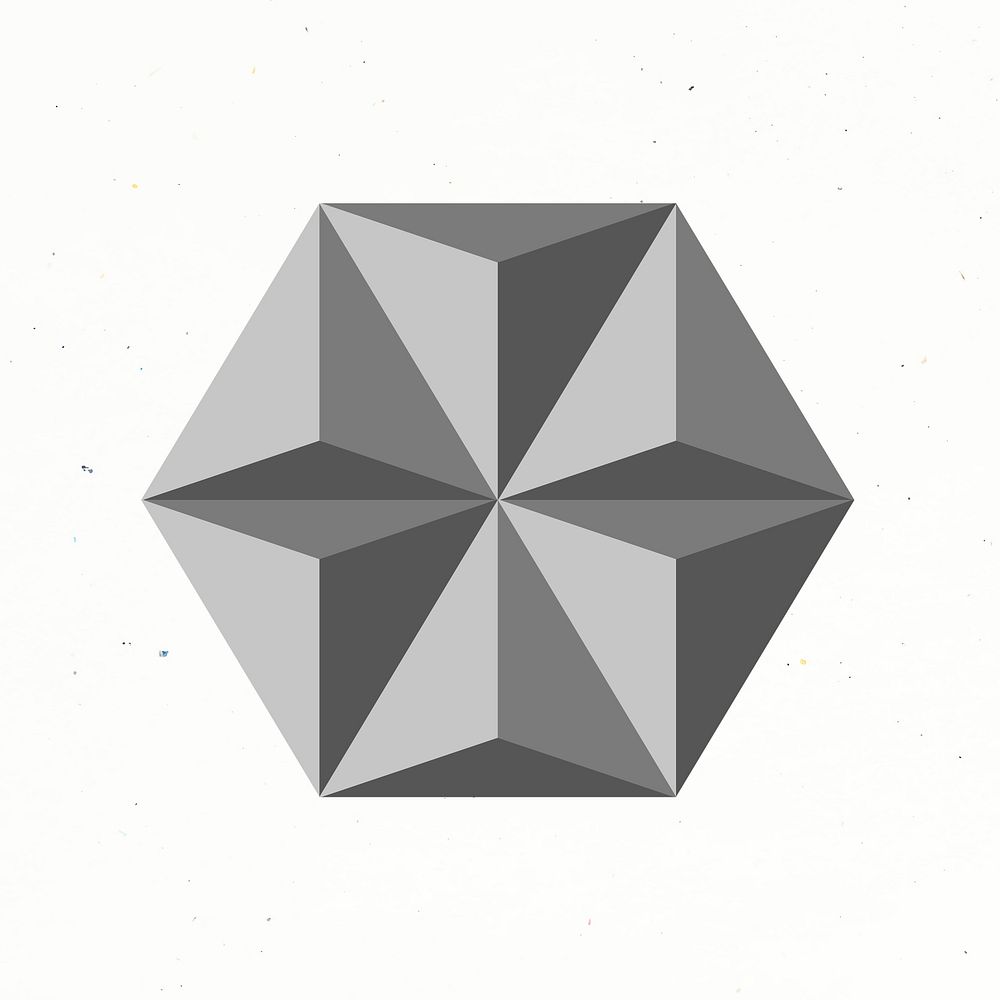 3D hexagon geometric shape psd in grey abstract style