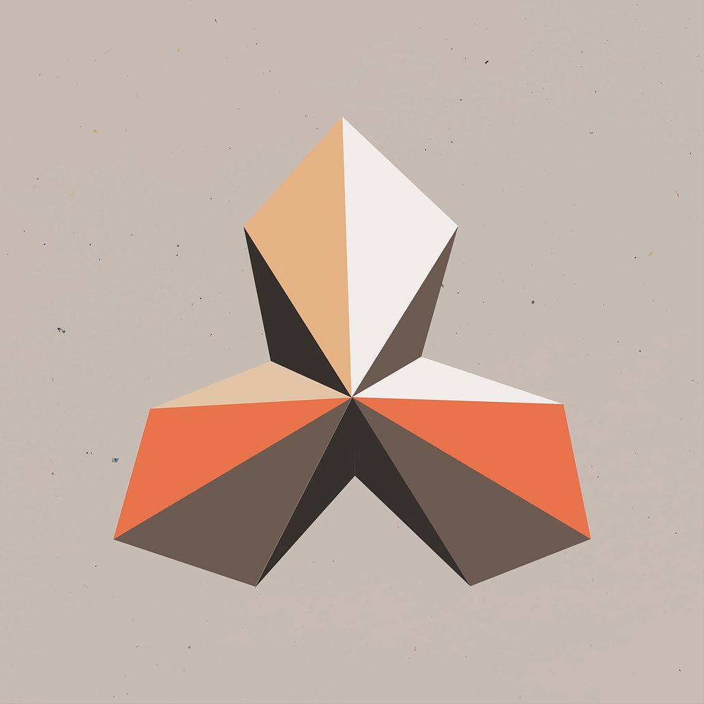 3D kite geometric shape psd in orange abstract style