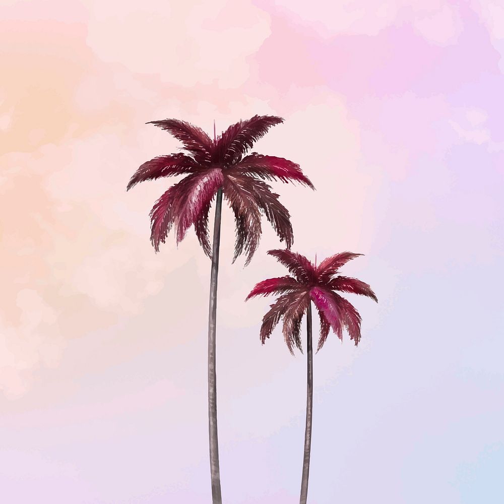 Aesthetic background vector with palm tree