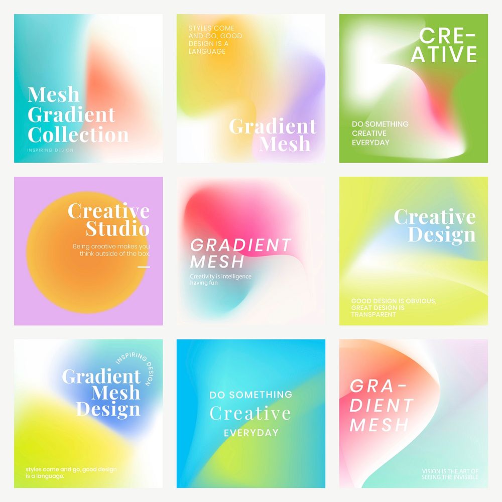 Mesh gradient template set vector for social media post