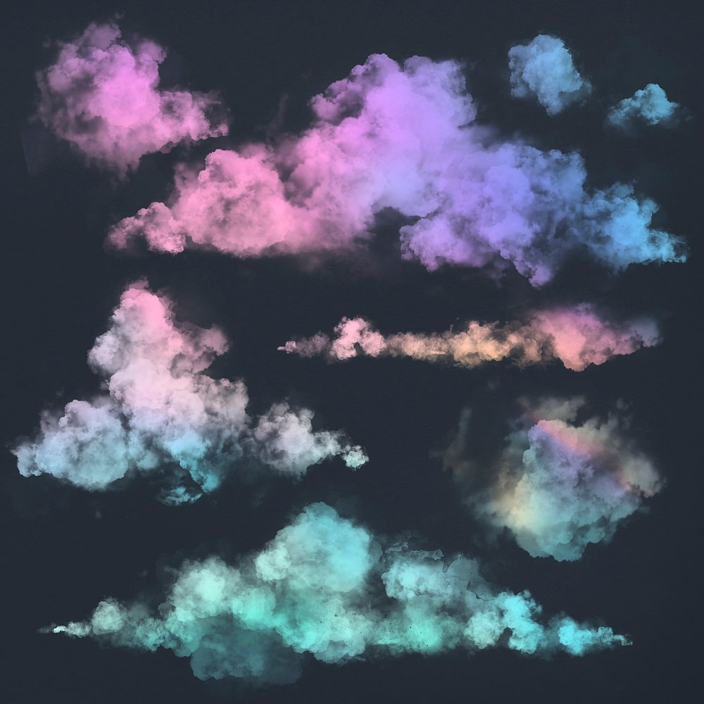 Colorful cloud design element psd set