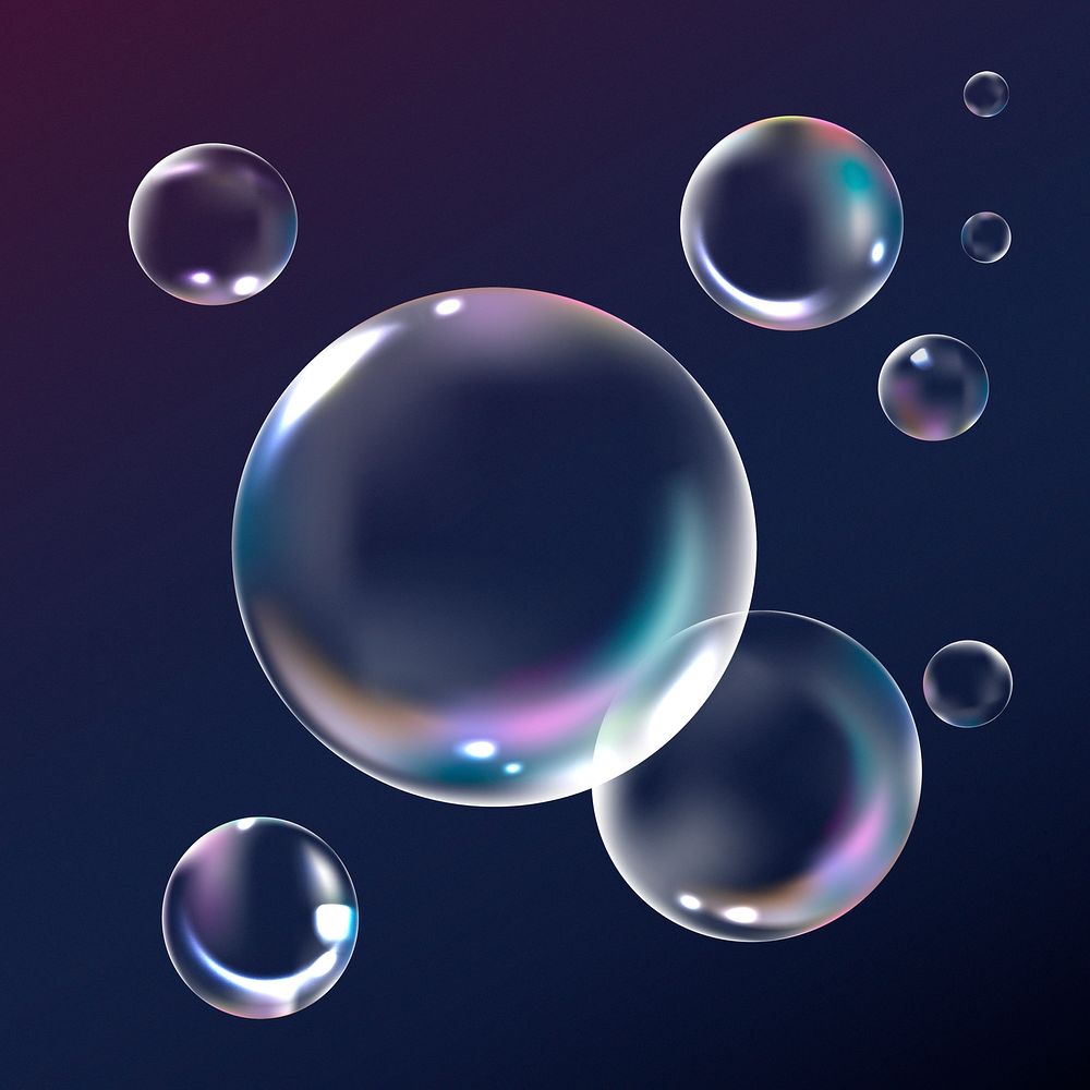Clear bubble element psd in navy background