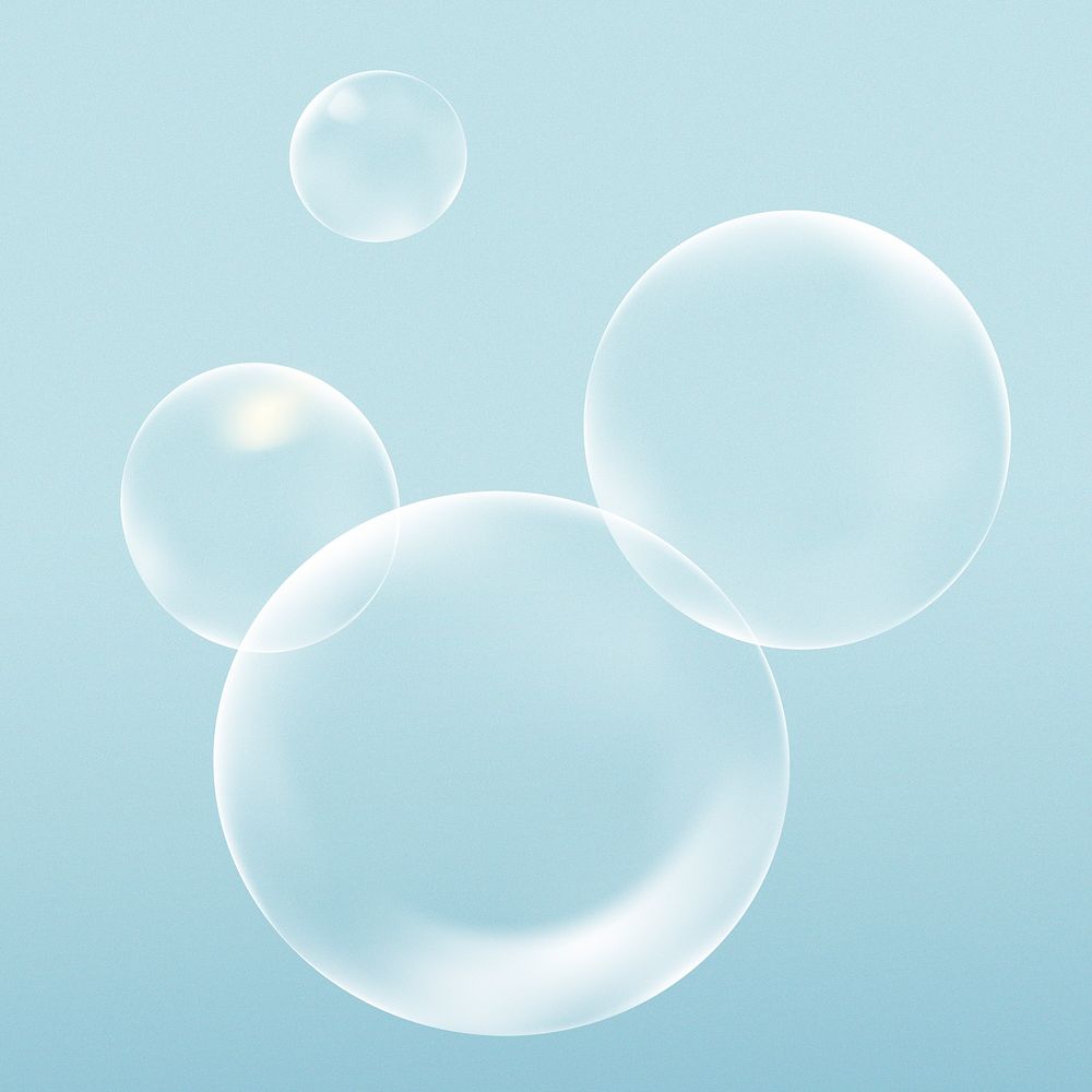 Clear bubble design element psd in blue background