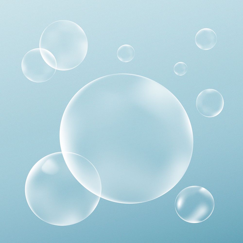 Clear bubble design element psd in blue background