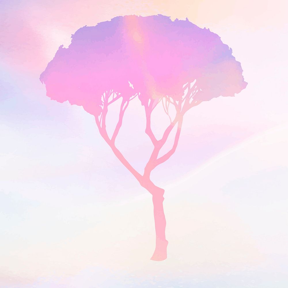 Colorful gradient tree element psd 