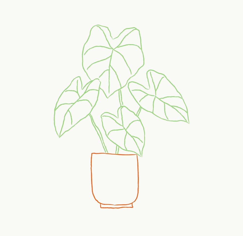 Potted plant psd houseplant doodle