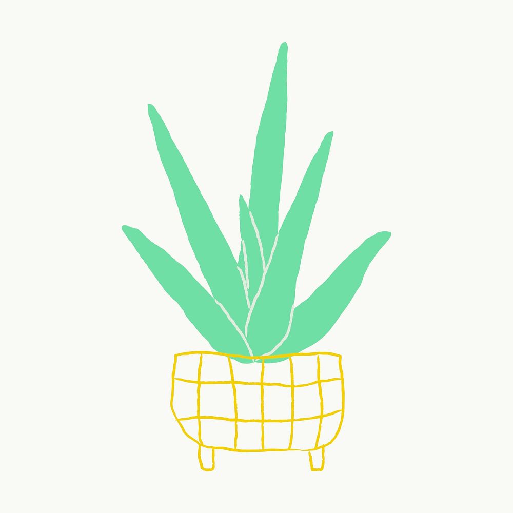 Potted aloe vera vector houseplant doodle