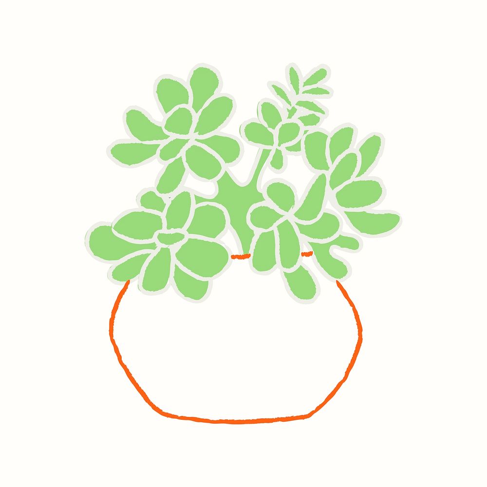 Potted jade plant houseplant doodle