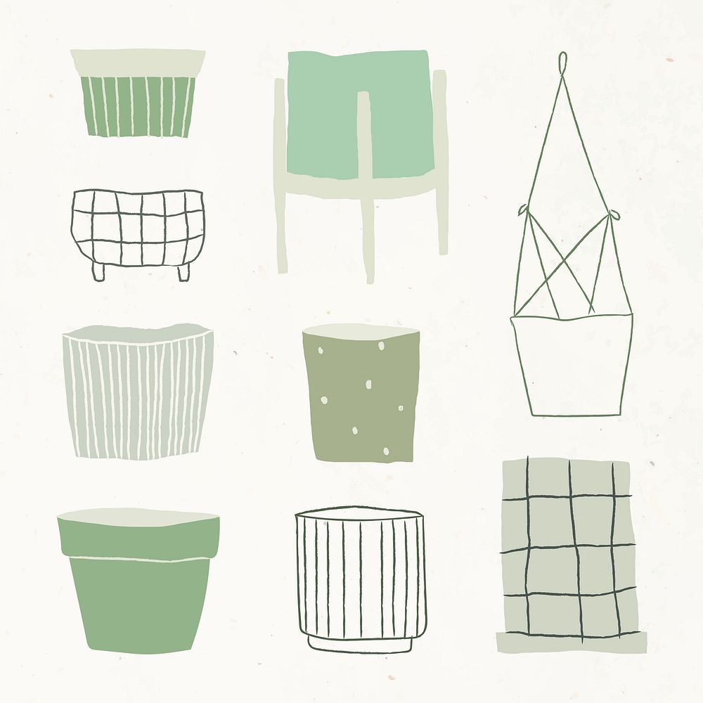 Simple plant pot vector doodle in green