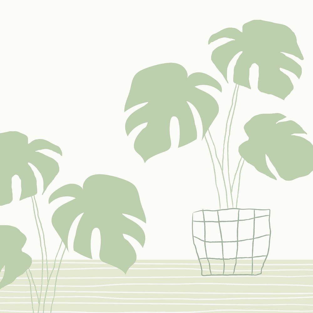 Potted plant psd monstera hand drawn doodle