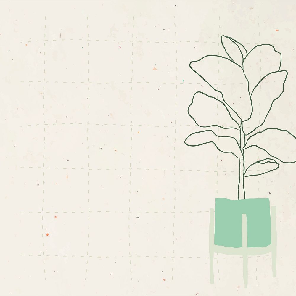 Simple plant doodle psd in grid background
