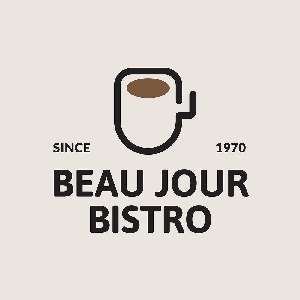 Cafe logo template editable, vector minimal design
