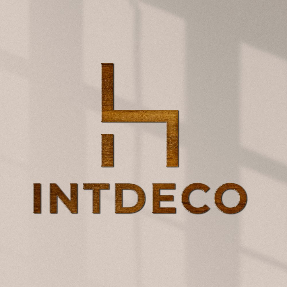 Wooden logo effect template, creative design for interior company PSD