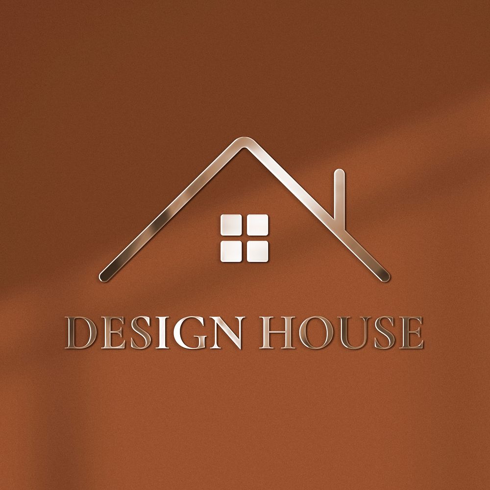 Interior business metal logo effect template, editable PSD