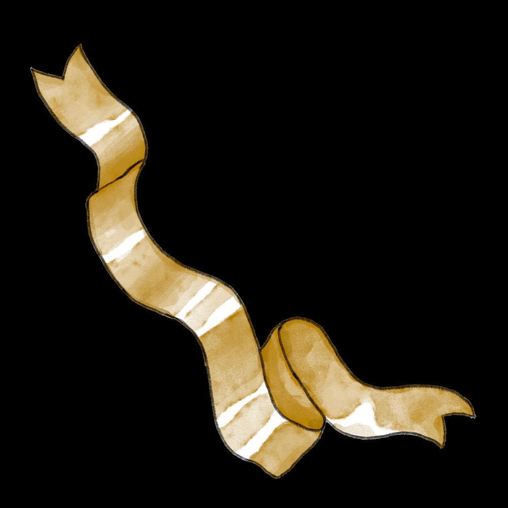 Festive gold ribbon psd hand drawn design element