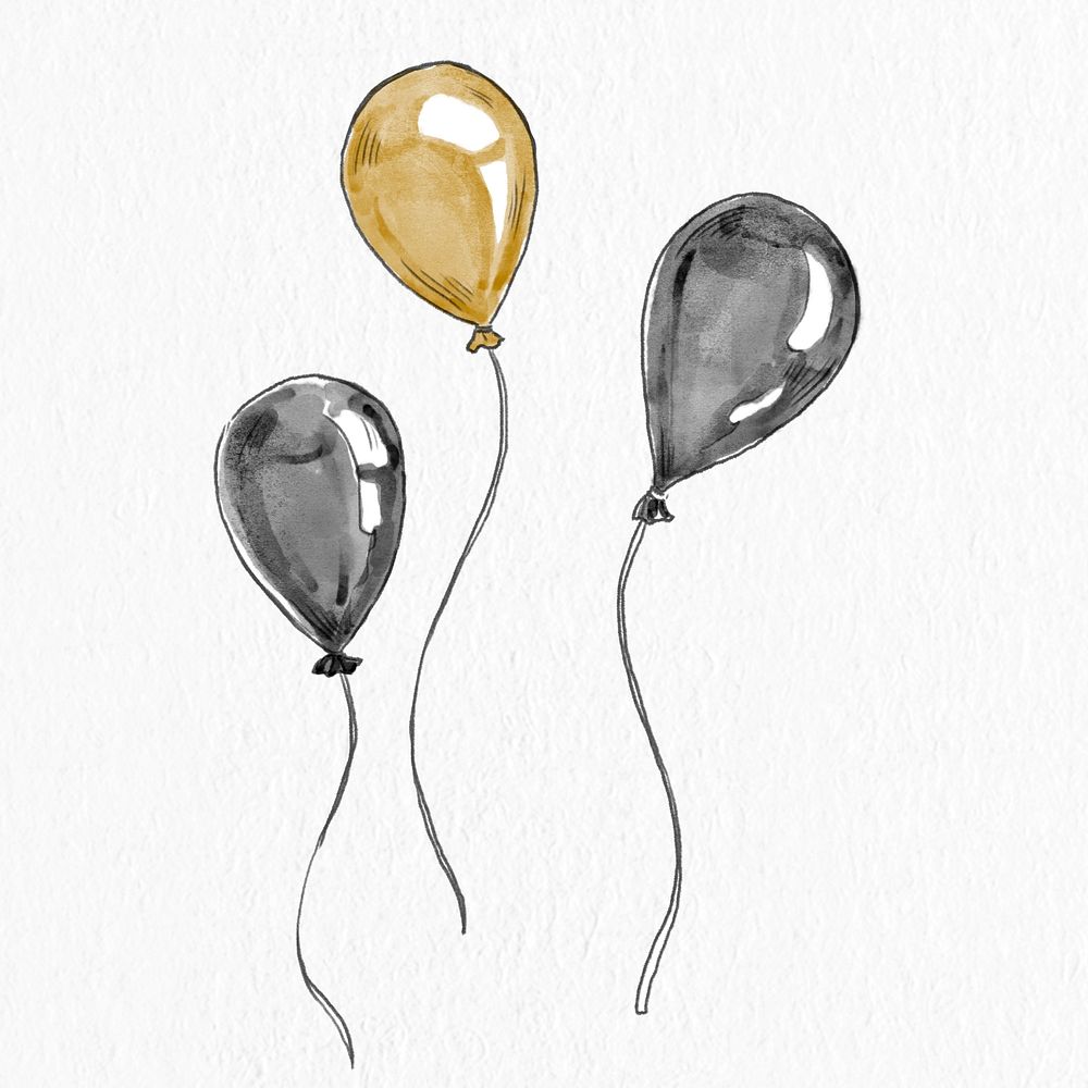 Party balloons psd hand drawn design element