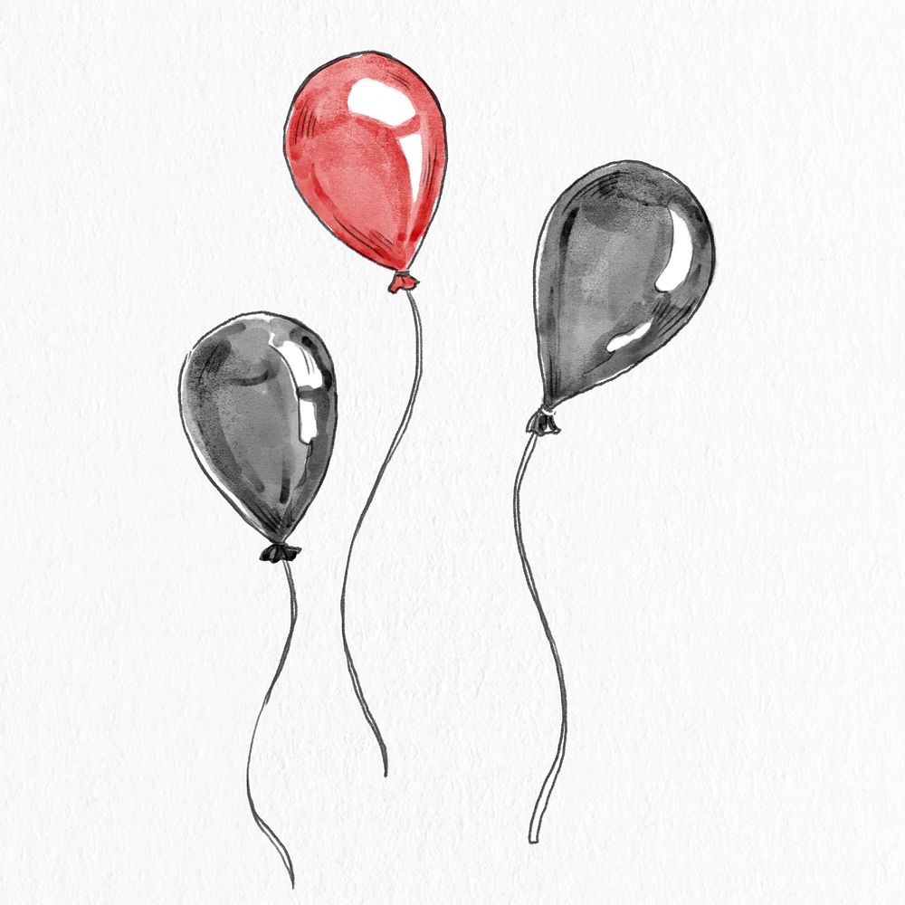 Party balloons psd hand drawn design element