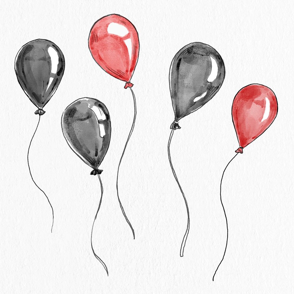 Party balloons psd hand drawn design element