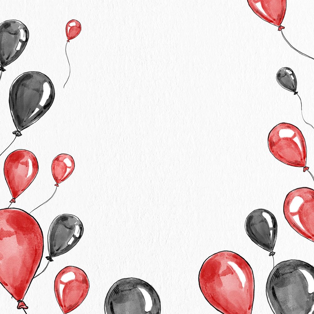 Birthday balloon border frame vector with design space