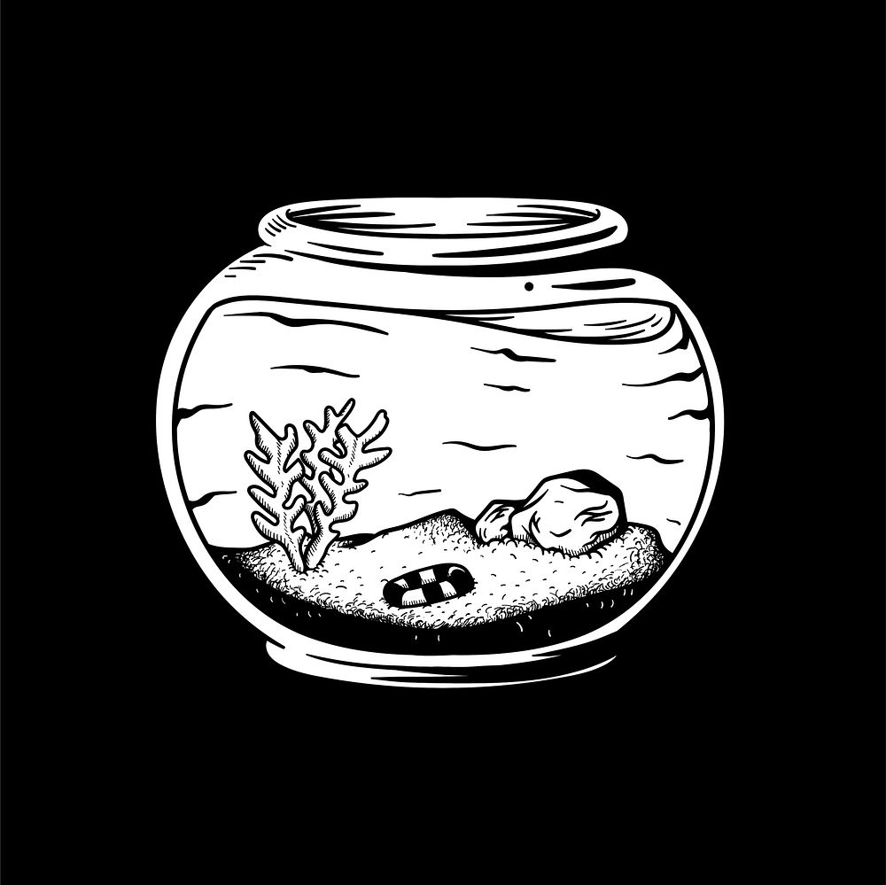 Empty aquarium with plants and no fish illustration