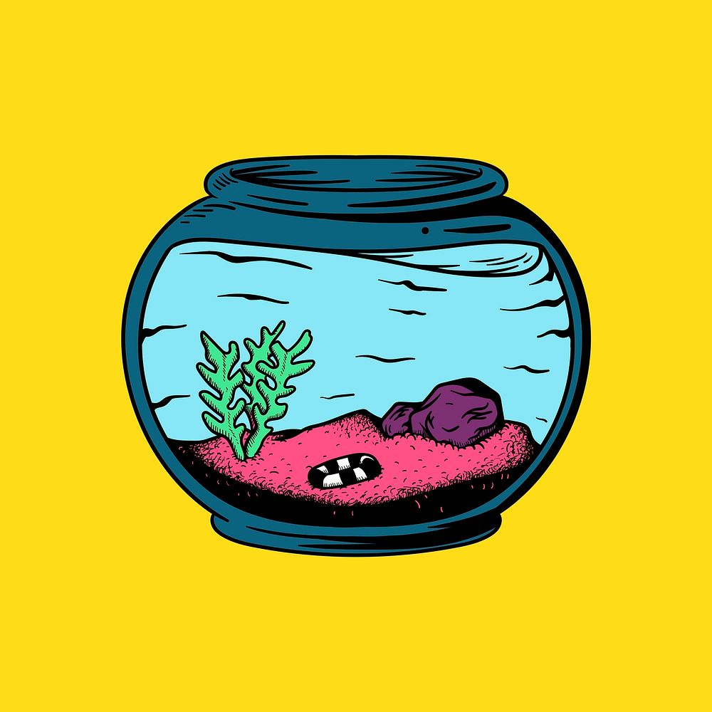 Empty aquarium with plants and no fish illustration