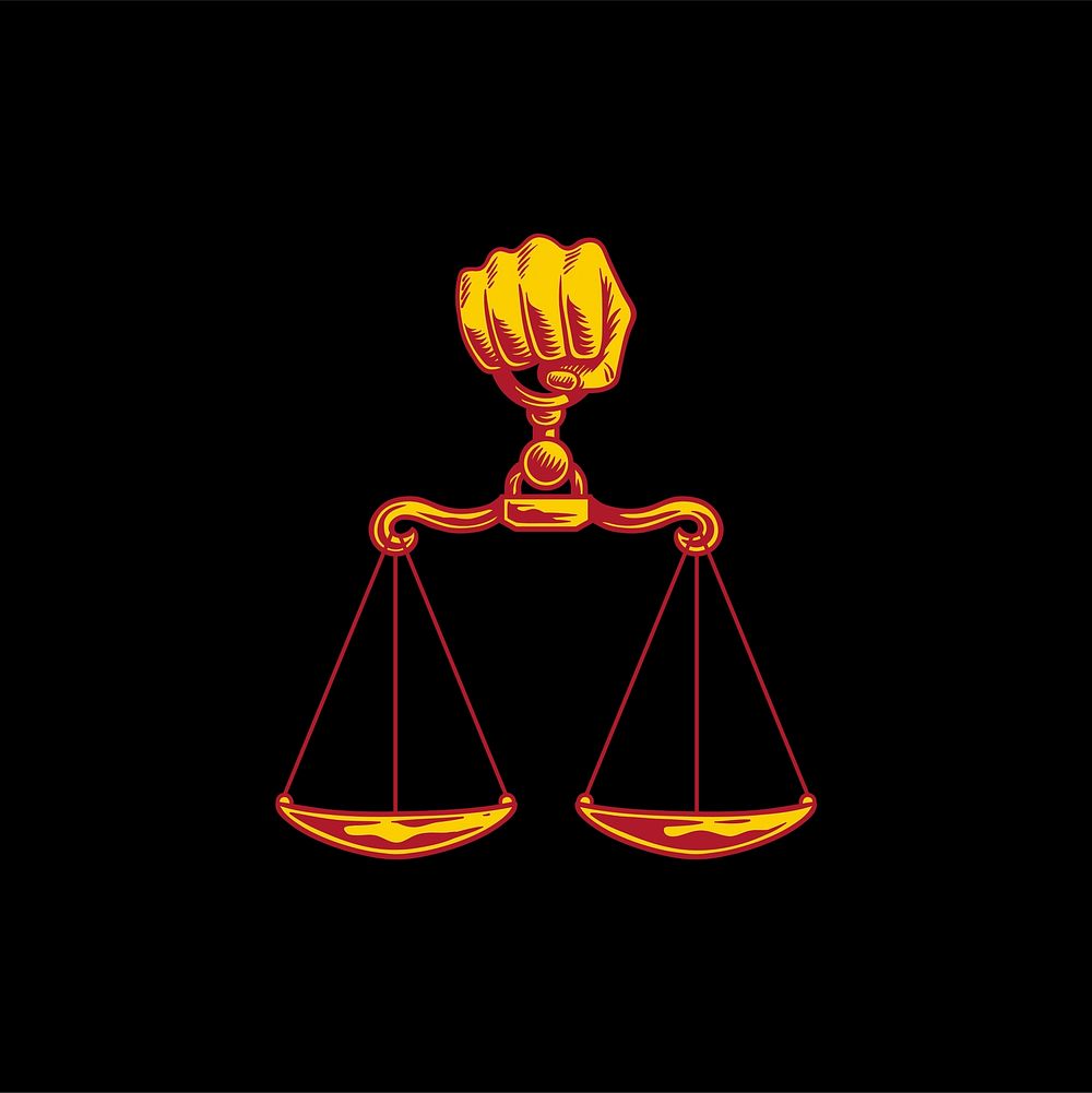 Justice law Illustration on black background