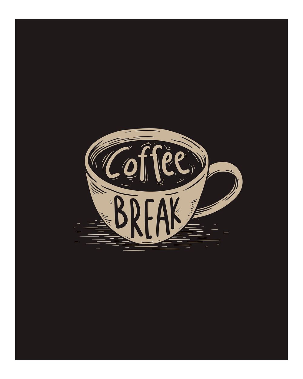 Coffee break illustration wall art print and poster.