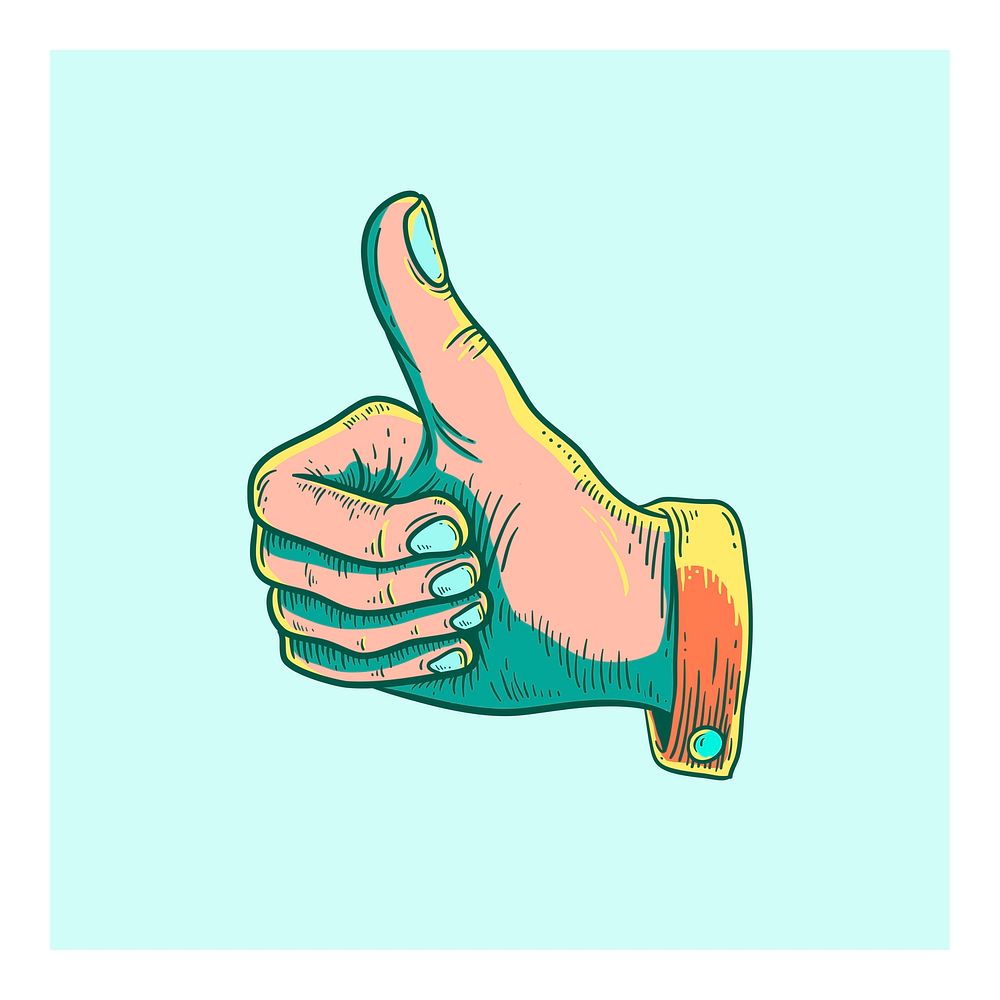Thumbs up illustration wall art print and poster.