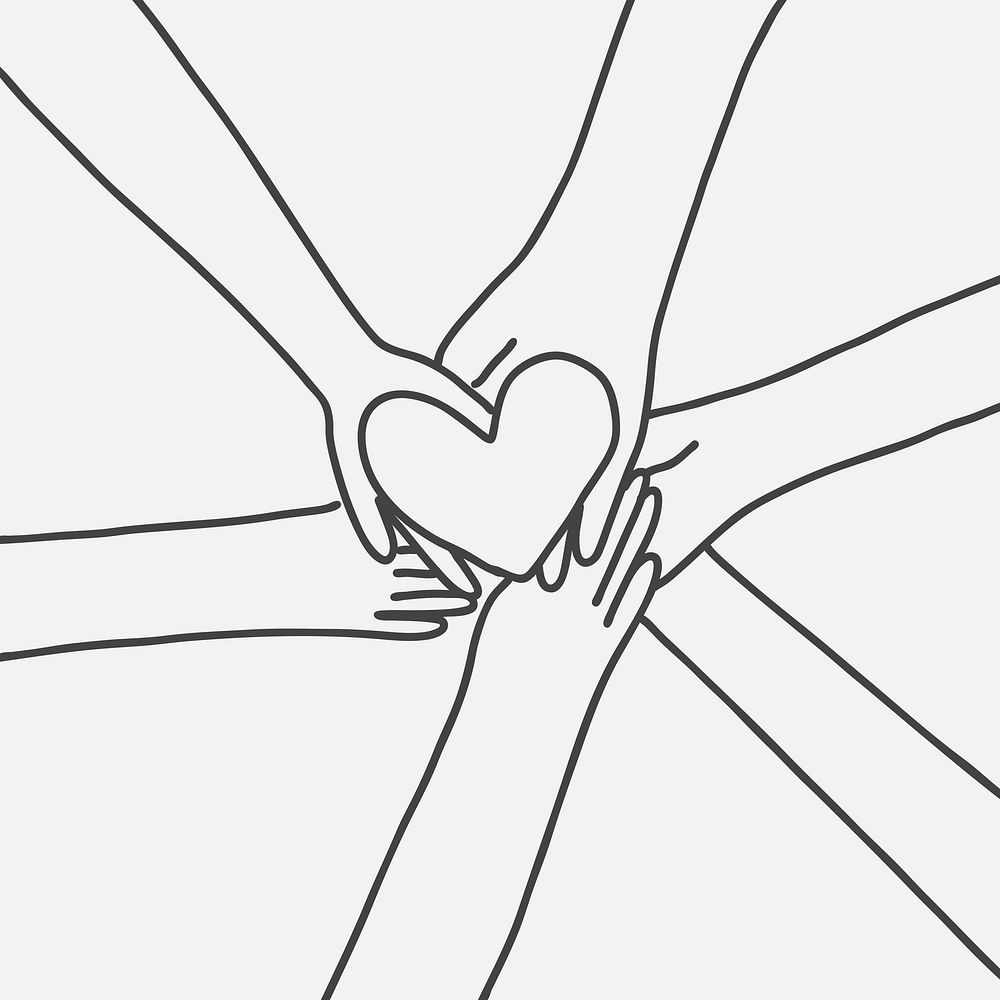 Sharing love doodle vector hands sharing heart