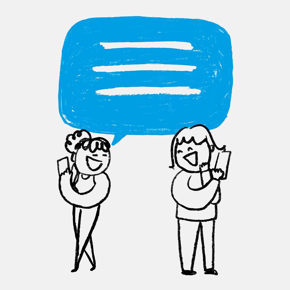 Social media doodle vector online chatting app concept