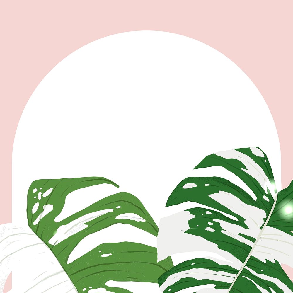 Monstera frame psd tropical leaf botanical illustration