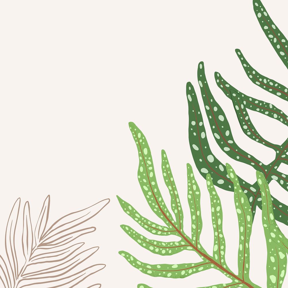 Tropical background vector fern leaf botanical illustration