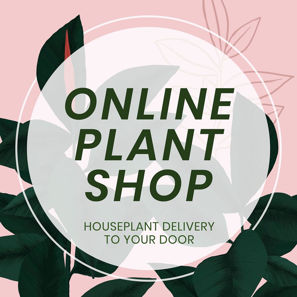 Social media plant template vector with online plant shop text