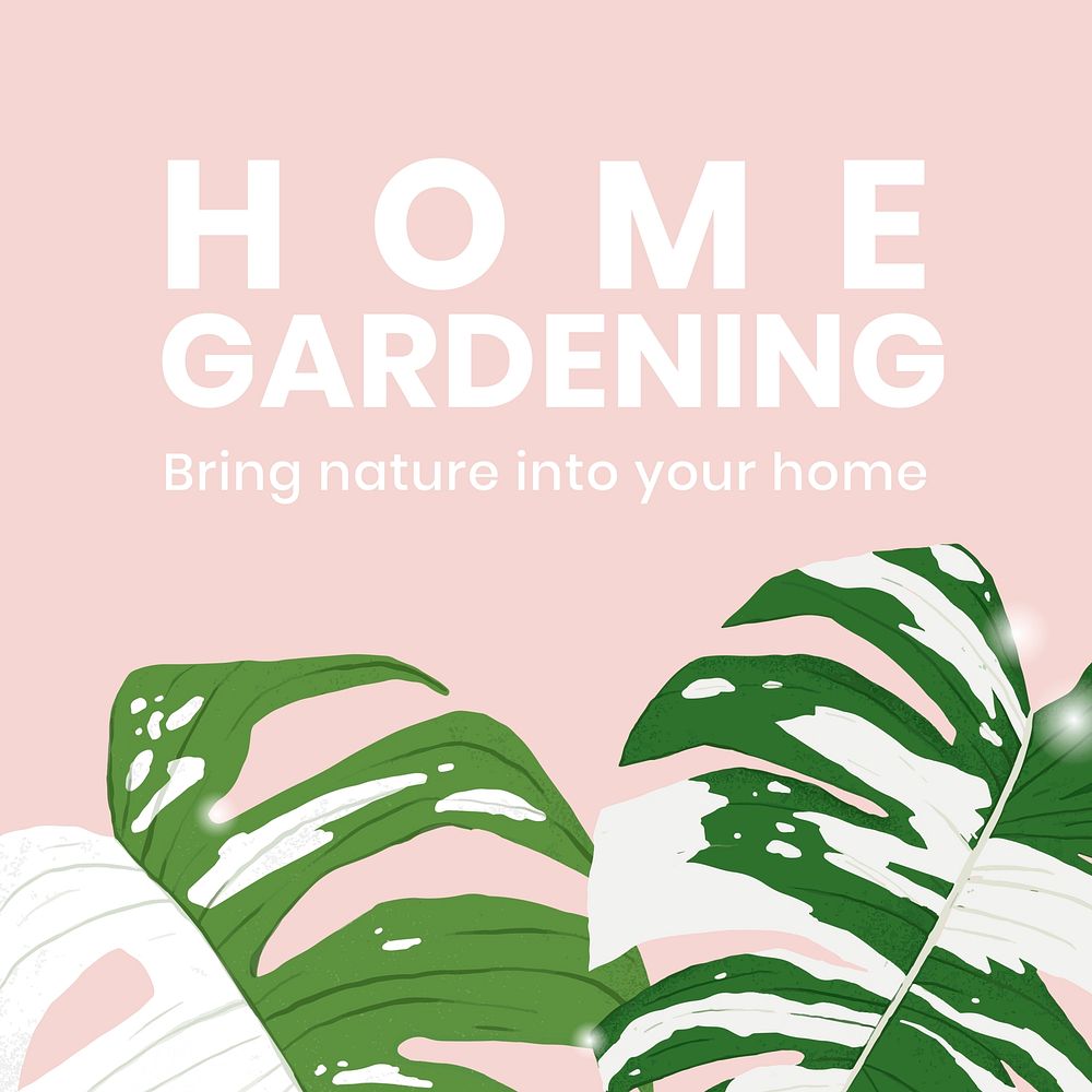 Houseplant social media template vector with home gardening text