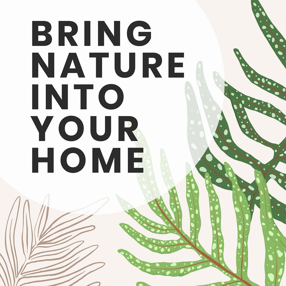 Houseplant social media template vector with bring nature into your home text